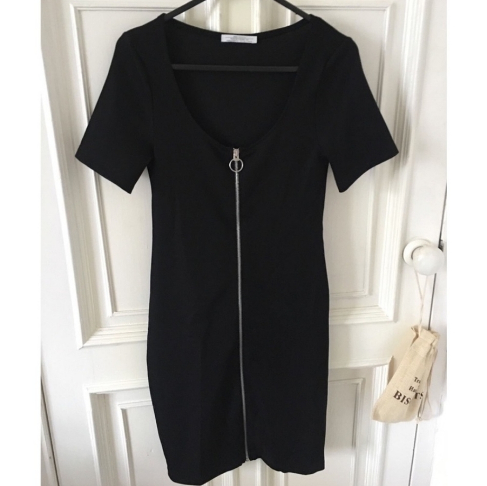 Zara front zip mini dress